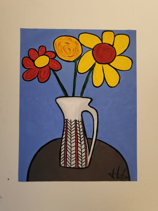 3 fleurs dans un vase Capron