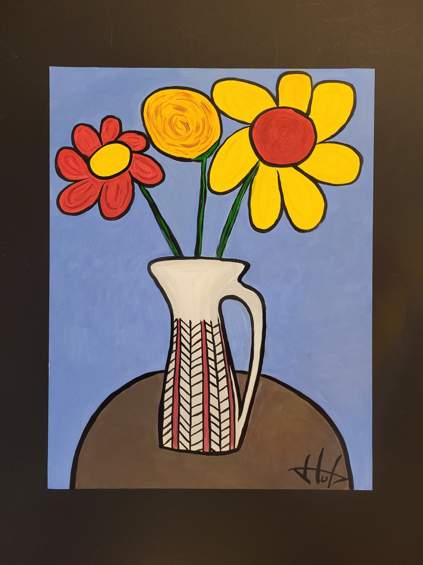 3 fleurs dans un vase Capron